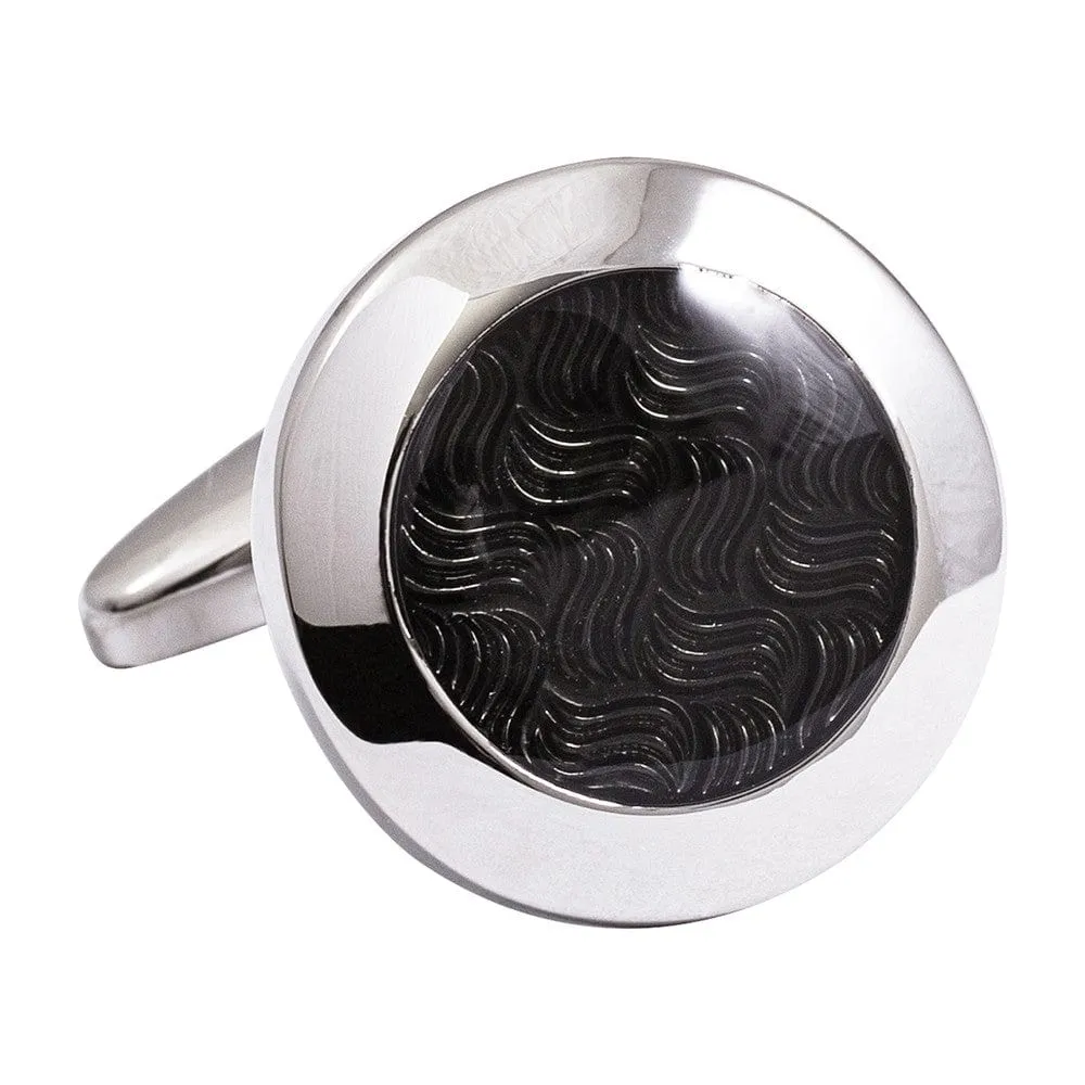 Silver and Black Textured Cufflinks
