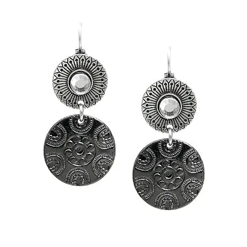 SILVER-HEMATITE EARRINGS  #SE27755_HEM-SIL (BF13/R-BH1)