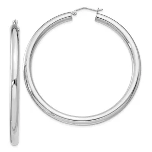 Silver Hollow Round Hoop Hinged Earrings