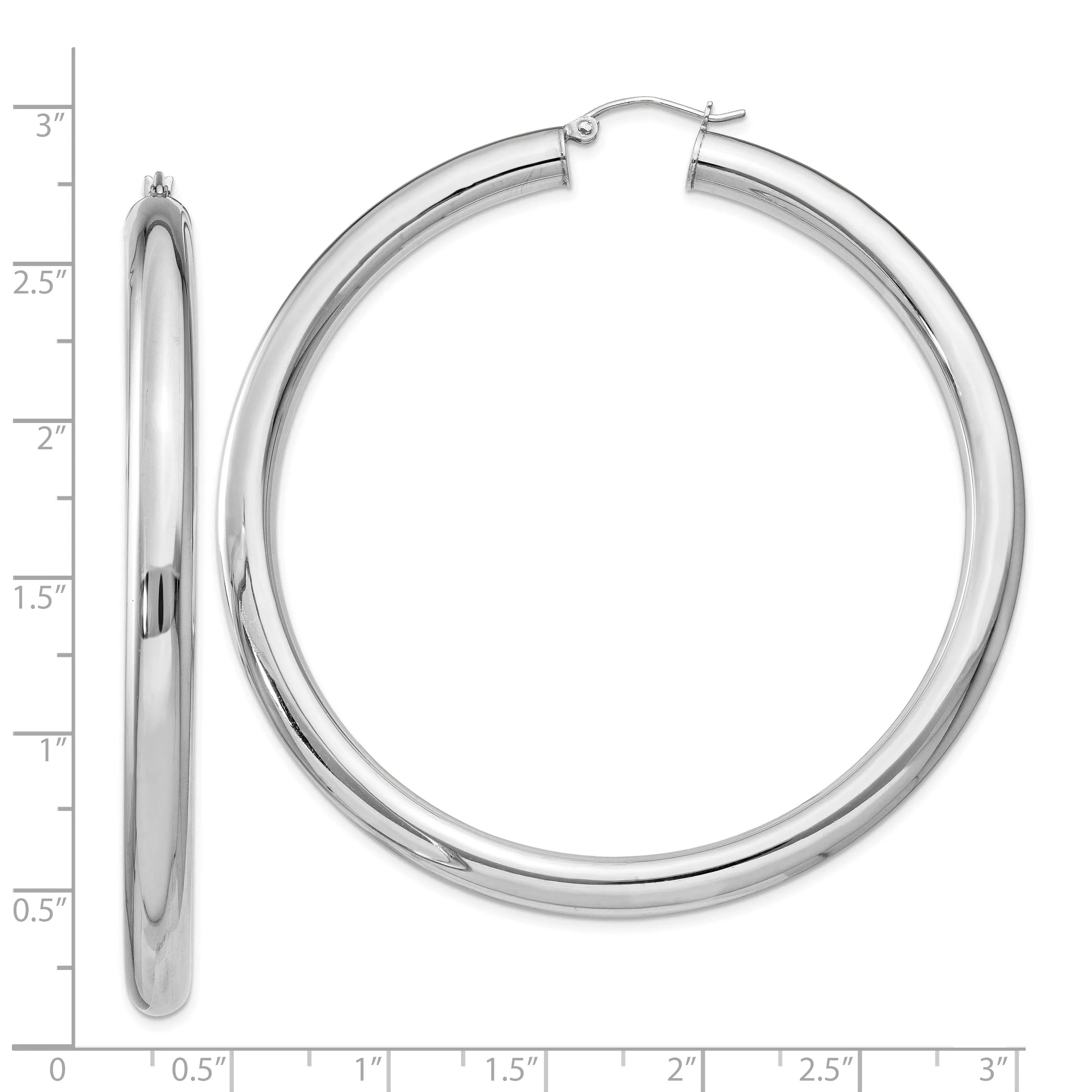 Silver Hollow Round Hoop Hinged Posts Earrings