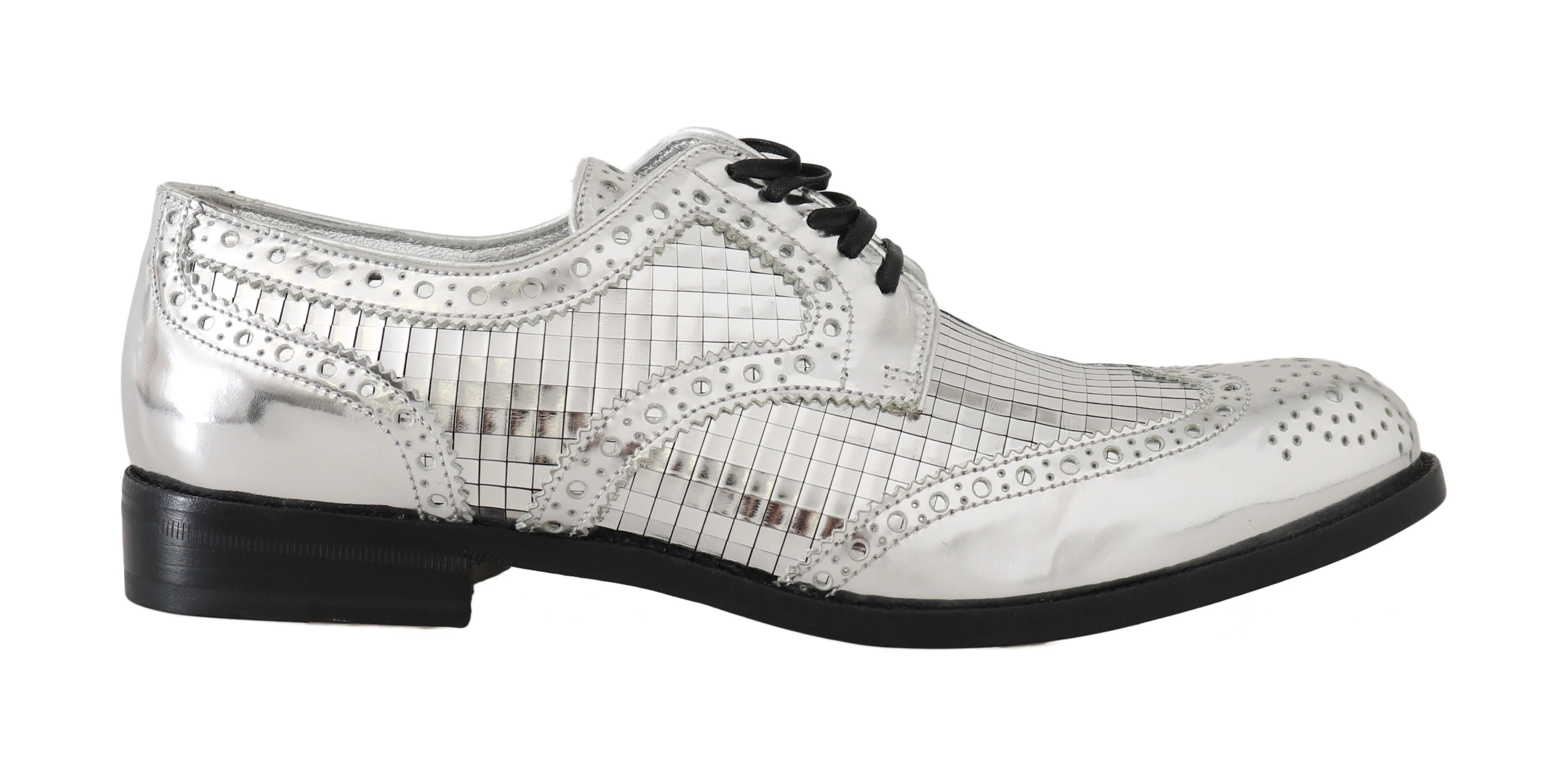 Silver Leather Mirrored Shiny Brogues
