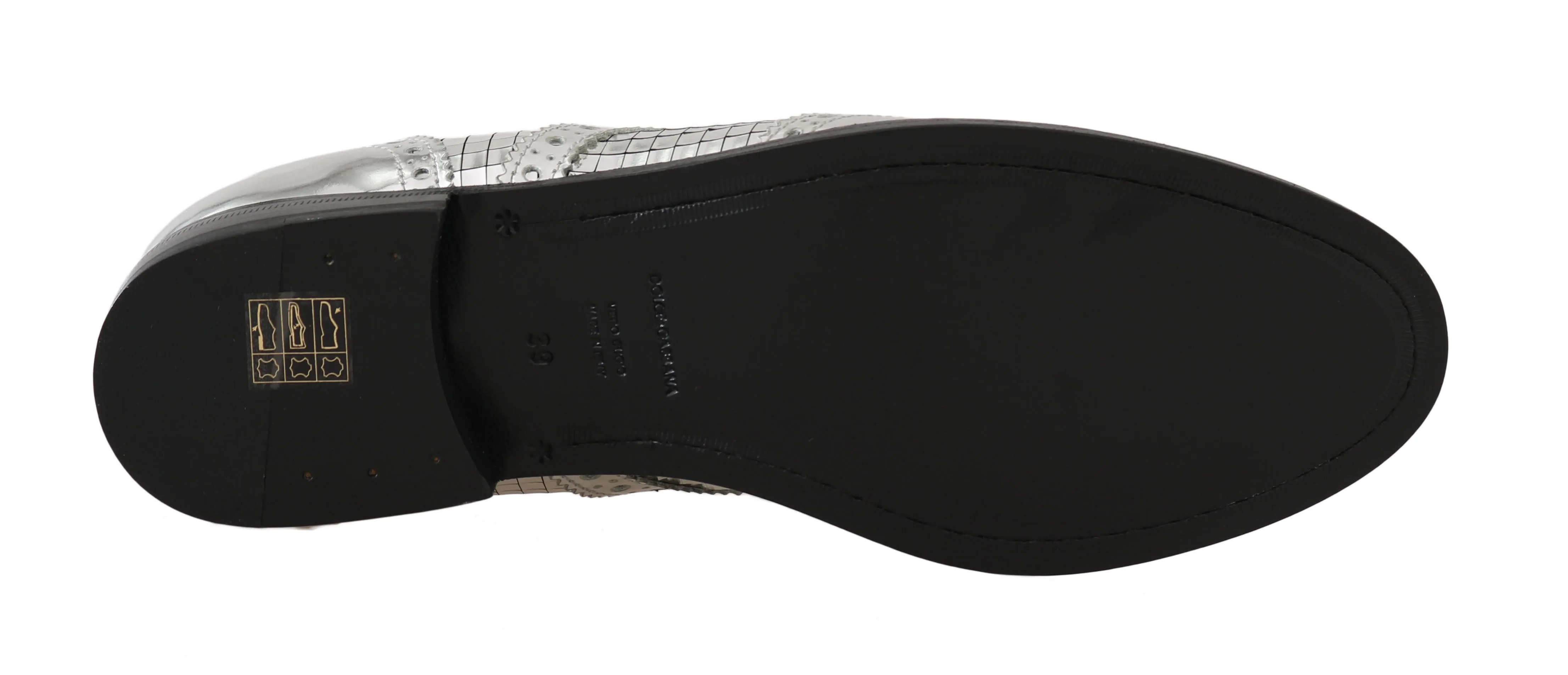 Silver Leather Mirrored Shiny Brogues