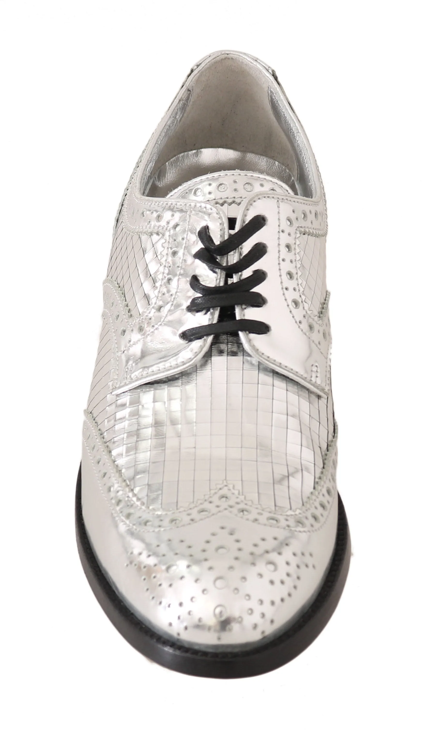 Silver Leather Mirrored Shiny Brogues