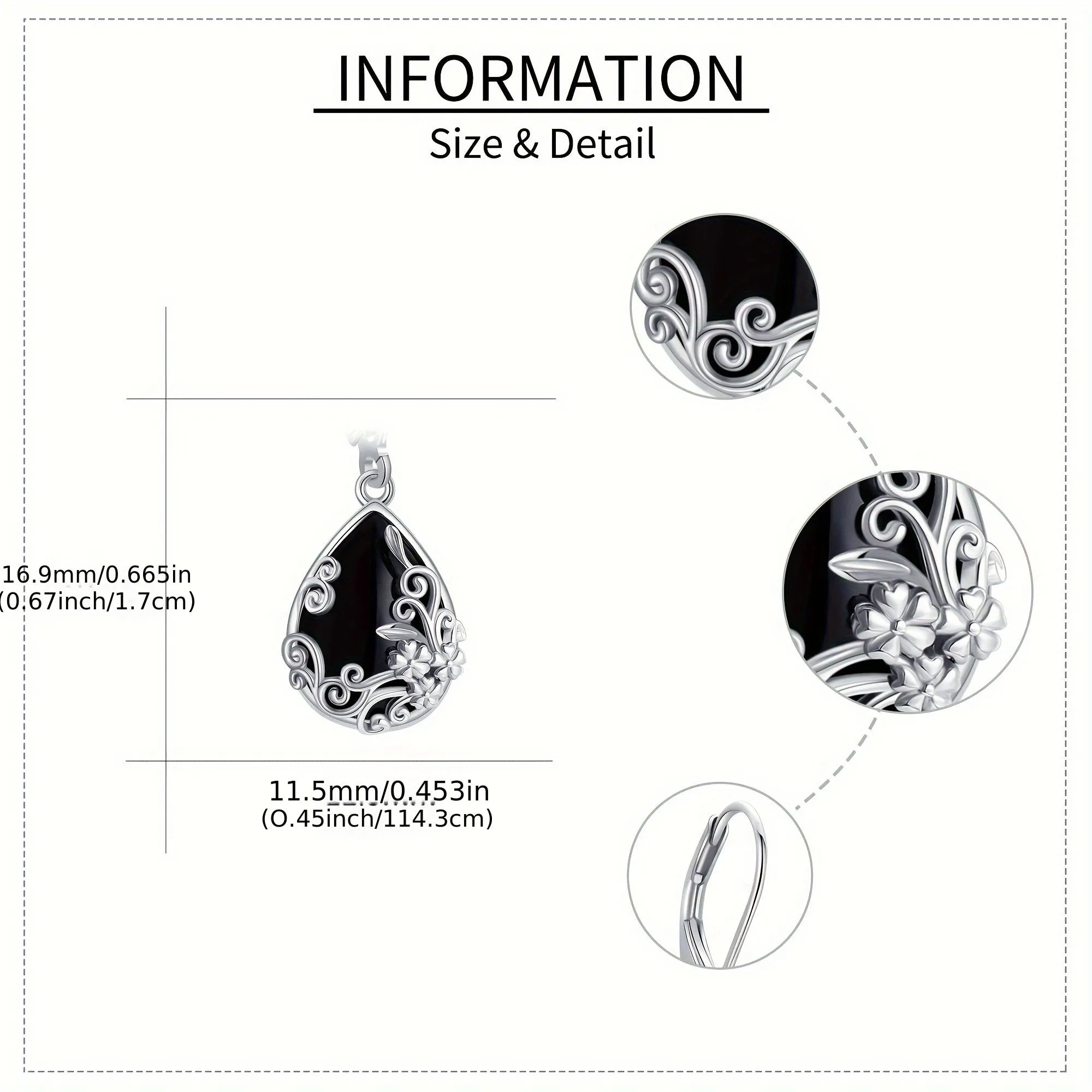 Silver Onyx Filigree Drop Earrings