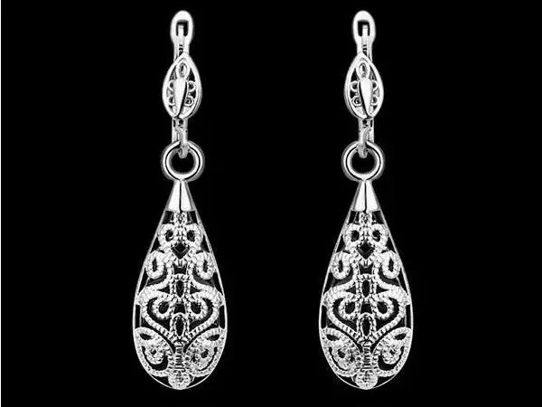 Silver plated water drop earrings