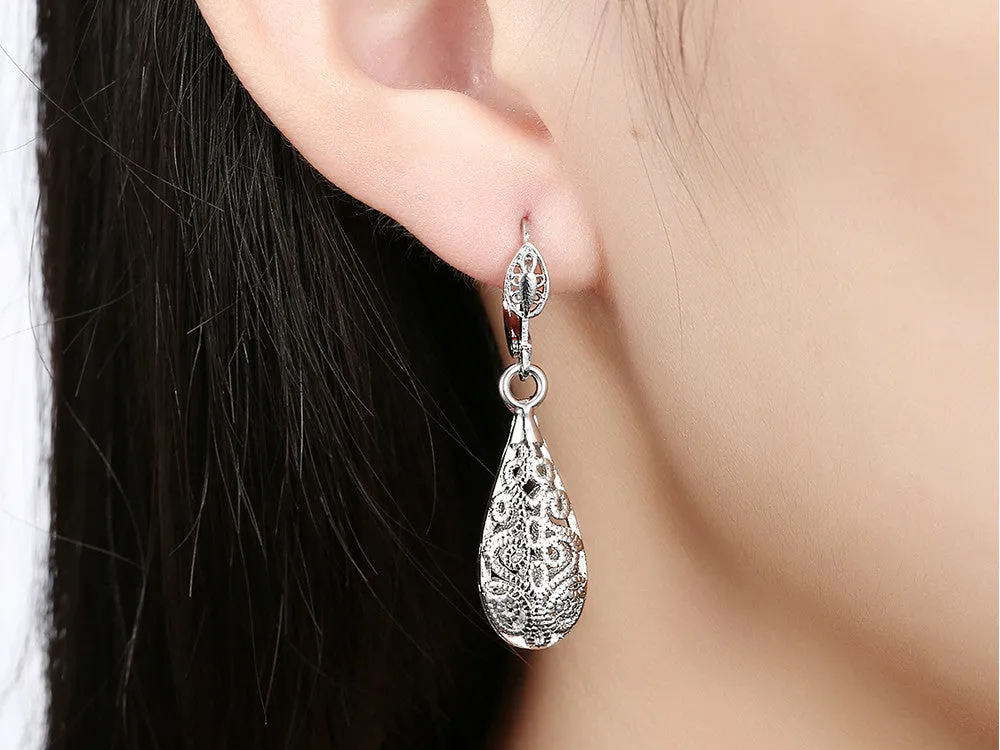 Silver plated water drop earrings