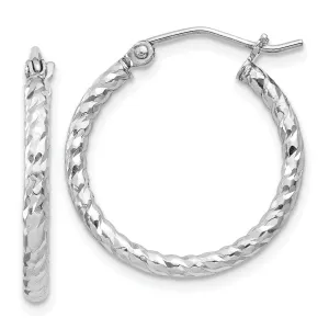 Silver Polished Satin Hinged Hoop Earrings