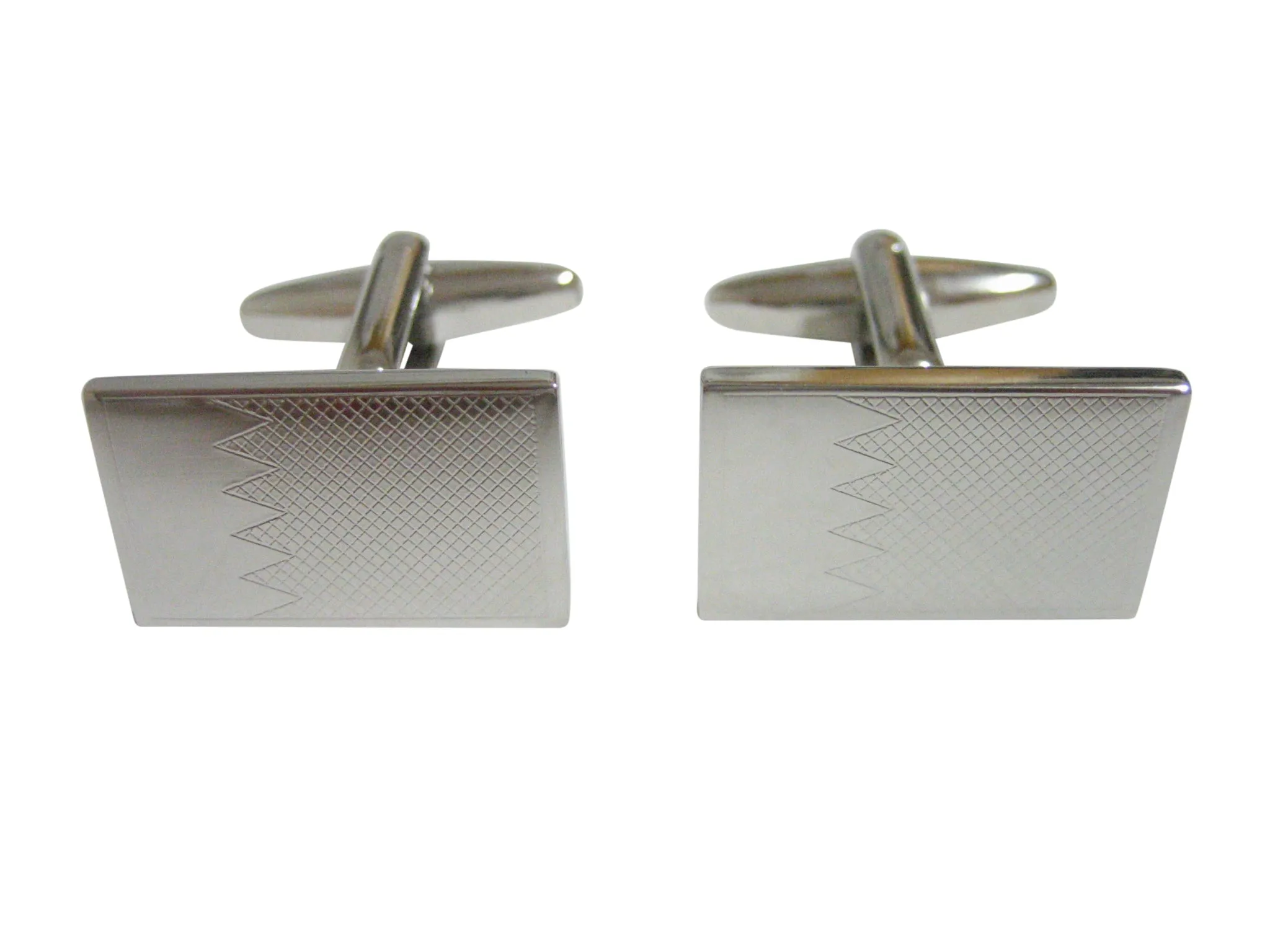 Silver Toned Etched Bahrain Flag Cufflinks