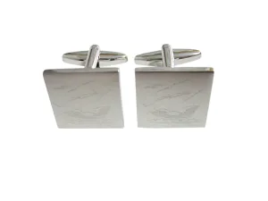 Silver Toned Etched Old Style Ship Cufflinks