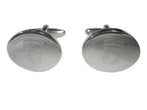 Silver Toned Etched Oval Airborne Design Cufflinks