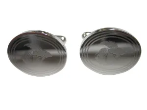 Silver Toned Etched Oval Betta Fish Cufflinks