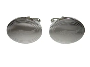 Silver Toned Etched Oval Catfish Cufflinks
