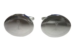 Silver Toned Etched Oval Complex Virus Cufflinks