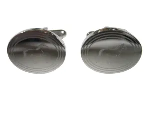 Silver Toned Etched Oval Full Horse Cufflinks