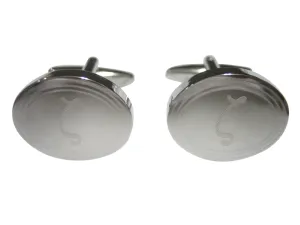 Silver Toned Etched Oval Greek Letter Zeta Cufflinks
