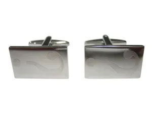 Silver Toned Etched Rectangular Question Mark Cufflinks