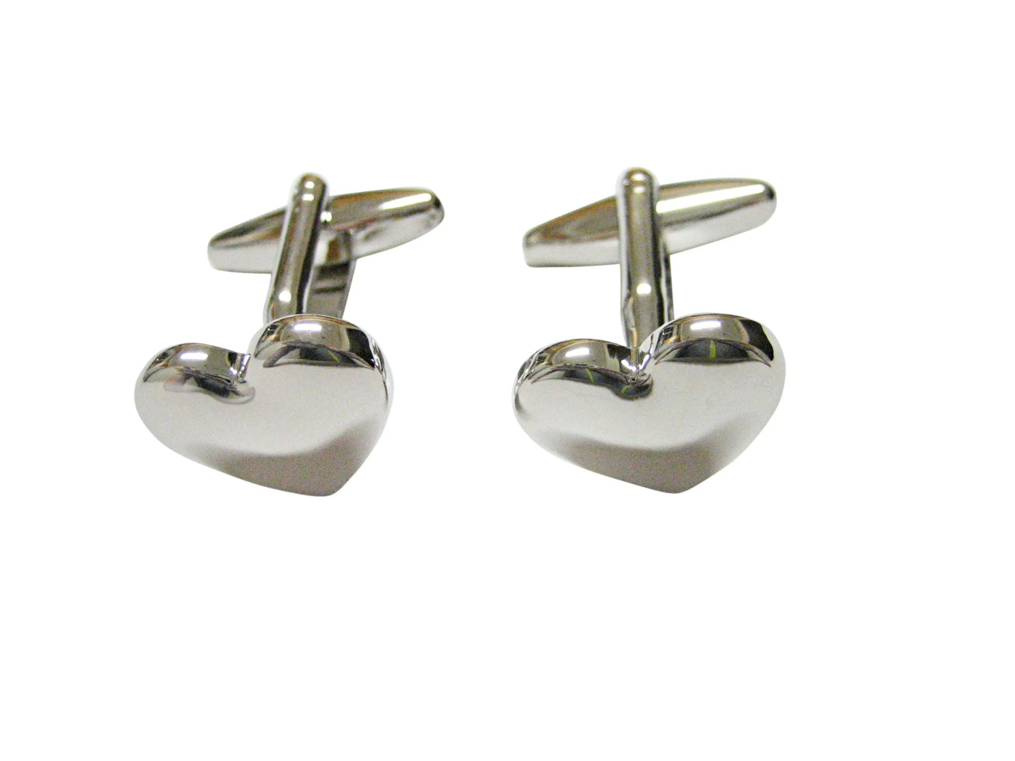 Silver Toned Heart Wedding Cufflinks