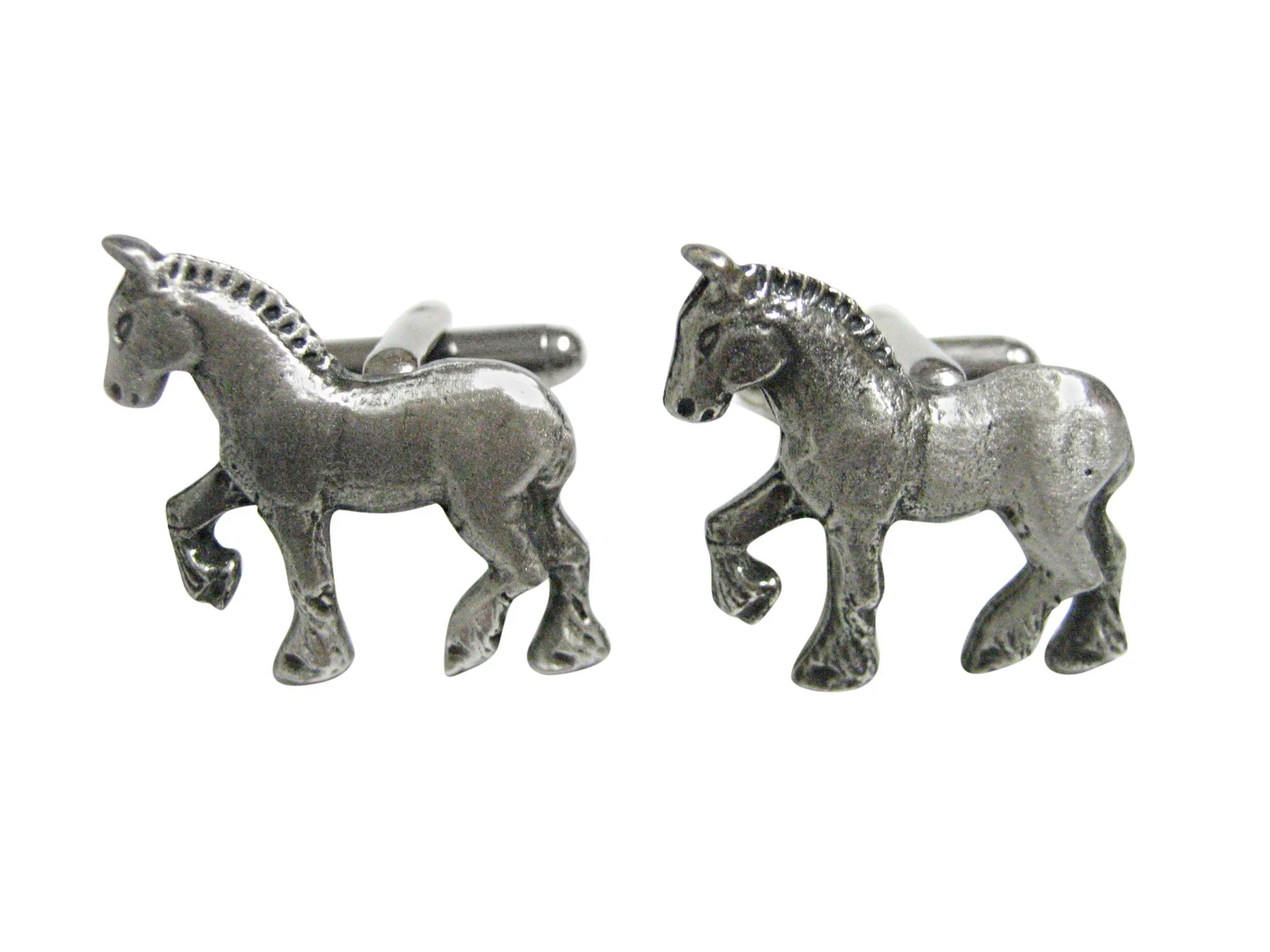 Silver Toned Horse Cufflinks