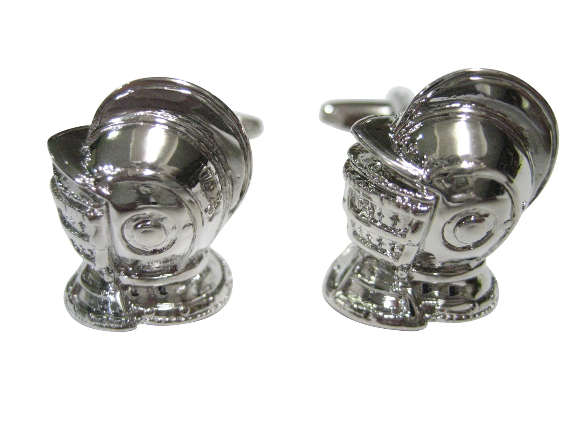 Silver Toned Knight Helmet Cufflinks