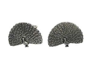 Silver Toned Peacock Bird Pendant Cufflinks