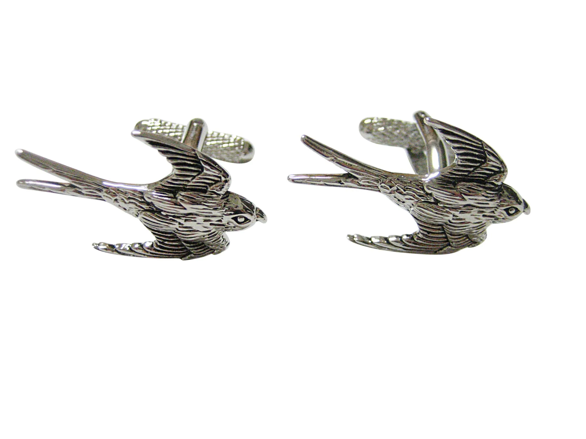 Silver Toned Sparrow Bird Cufflinks