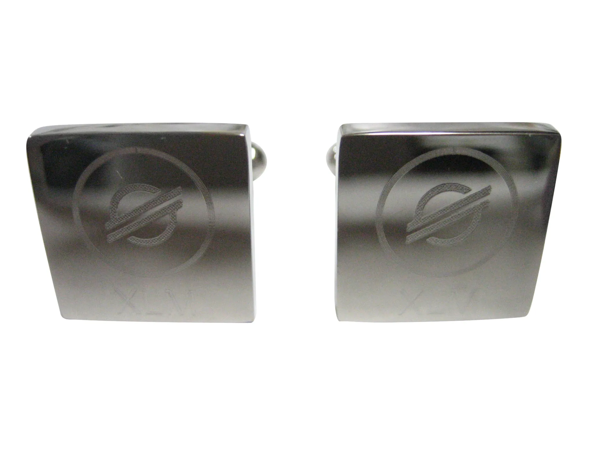 Silver Toned Square Etched Stellar Lumens Coin XLM Cryptocurrency Blockchain Cufflinks