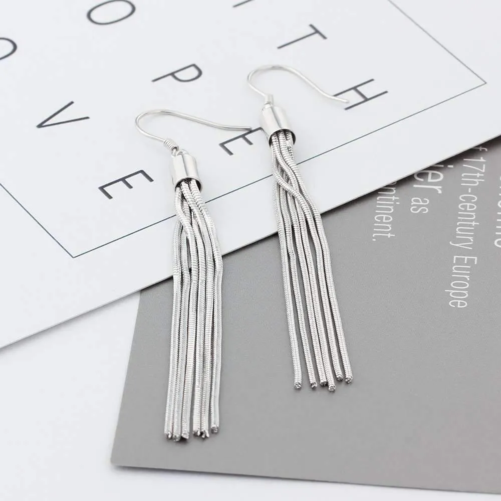 Simple 925 Sterling Silver Bohemia Drop Earrings for Women, Party Jewelry Gift