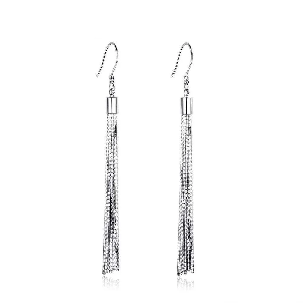 Simple 925 Sterling Silver Bohemia Drop Earrings for Women, Party Jewelry Gift