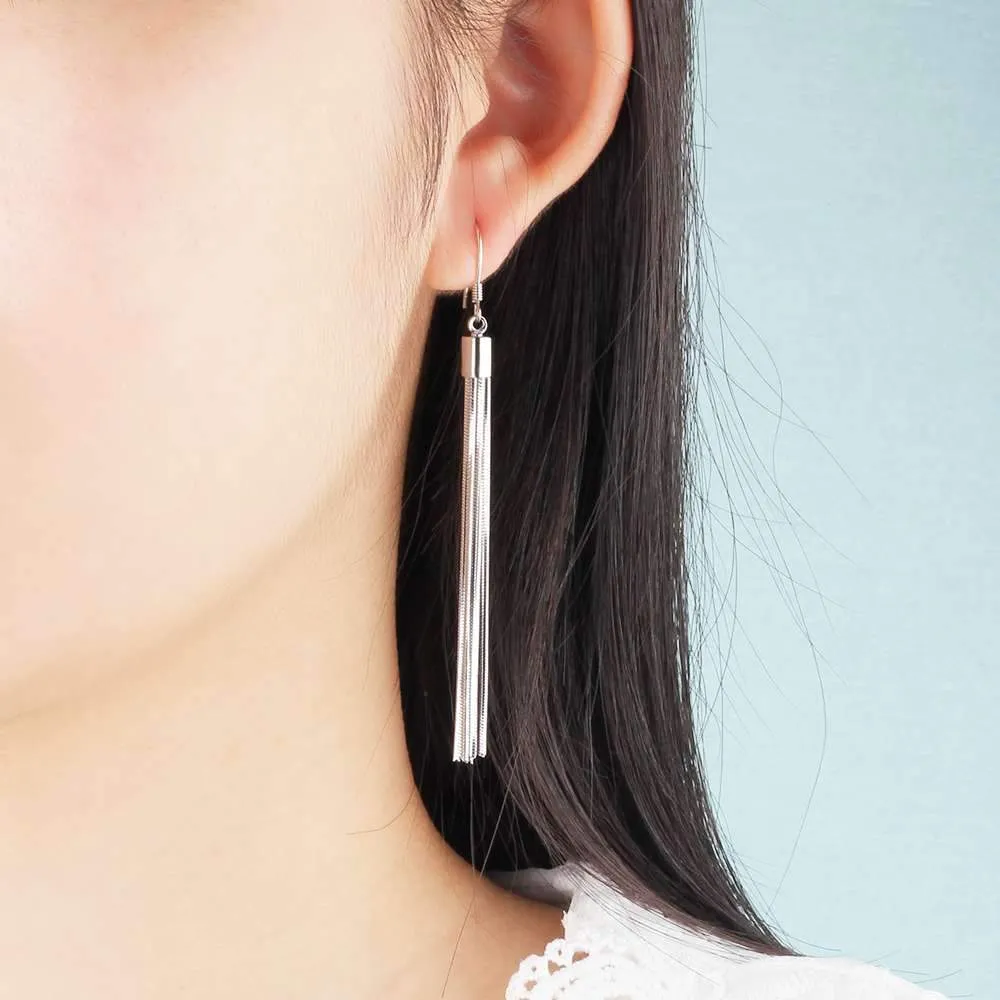 Simple 925 Sterling Silver Bohemia Drop Earrings for Women, Party Jewelry Gift