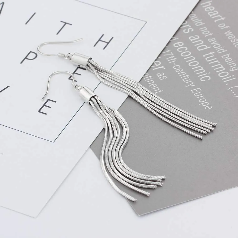 Simple 925 Sterling Silver Bohemia Drop Earrings for Women, Party Jewelry Gift