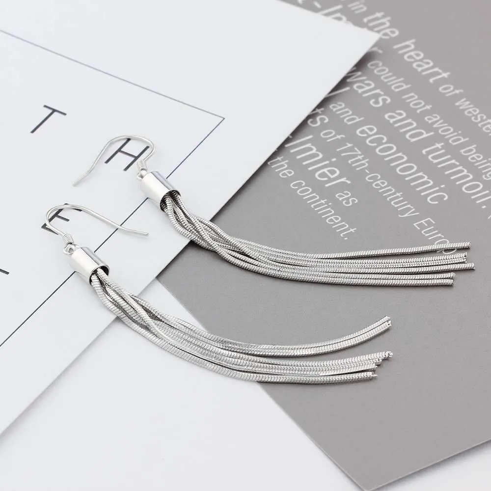Simple 925 Sterling Silver Bohemia Drop Earrings for Women, Party Jewelry Gift
