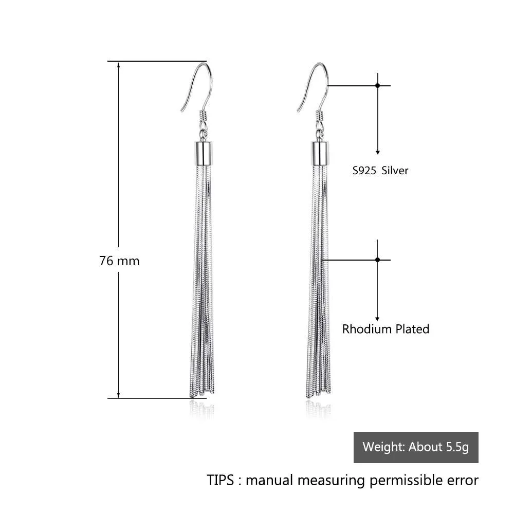 Simple 925 Sterling Silver Bohemia Drop Earrings for Women, Party Jewelry Gift