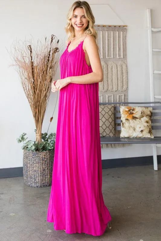 Sleeveless Open Tie Back Maxi Dress