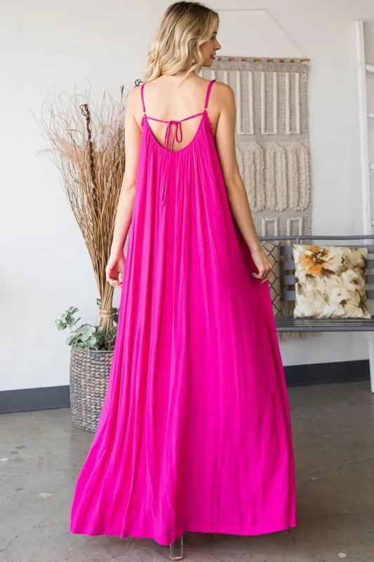 Sleeveless Open Tie Back Maxi Dress