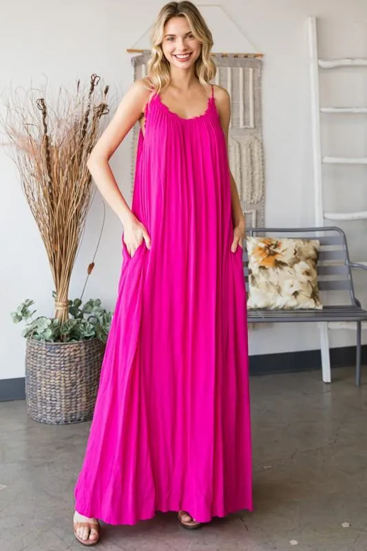 Sleeveless Open Tie Back Maxi Dress