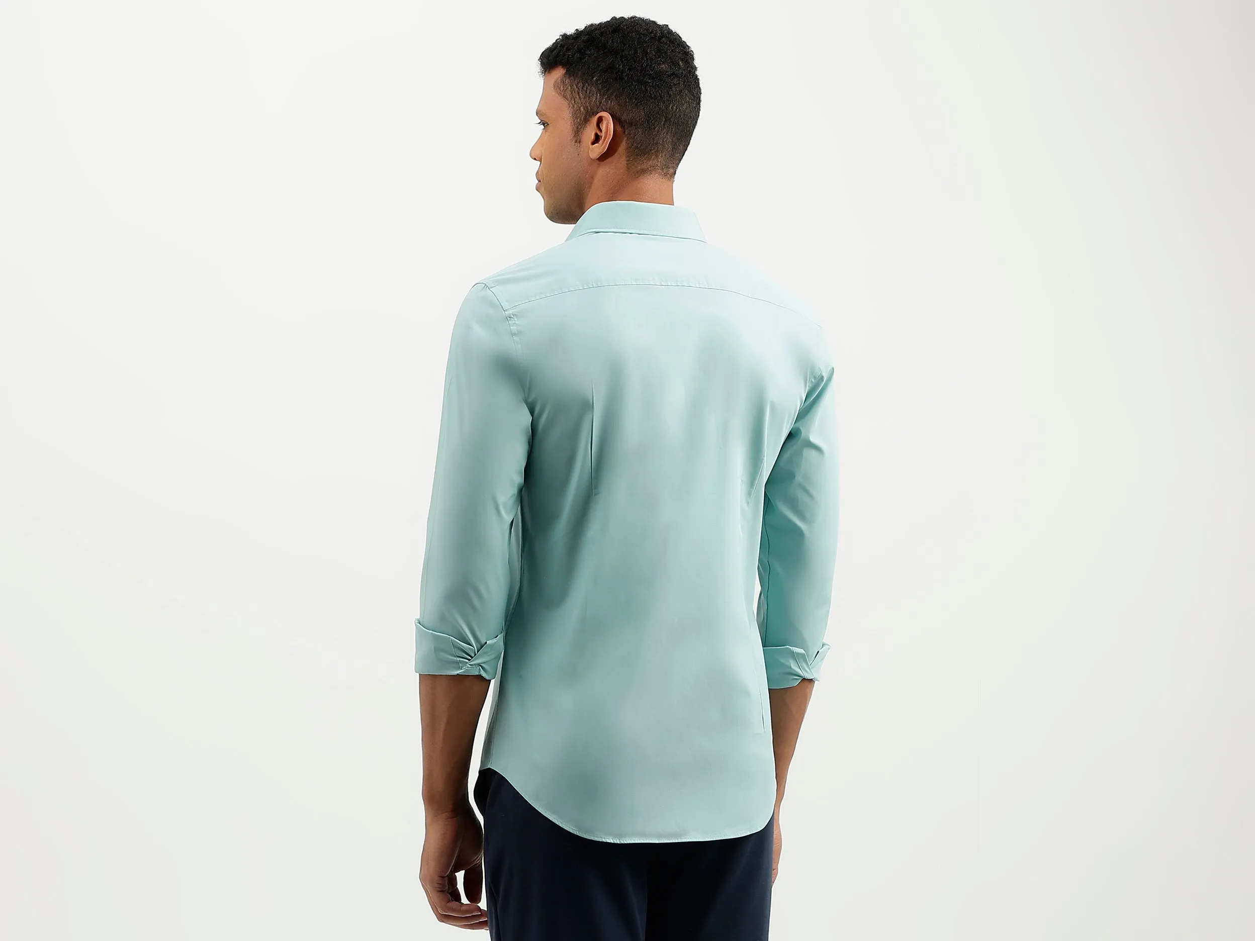 Slim Fit Spread Collar Solid Shirt