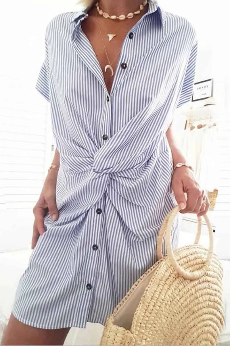 Slim Tied Striped Dress