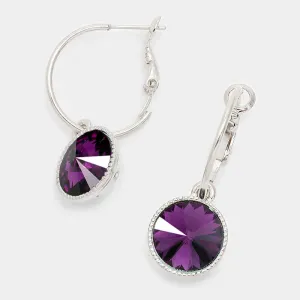 Small Amethyst Austrian Crystal Dangle Earrings | 291518