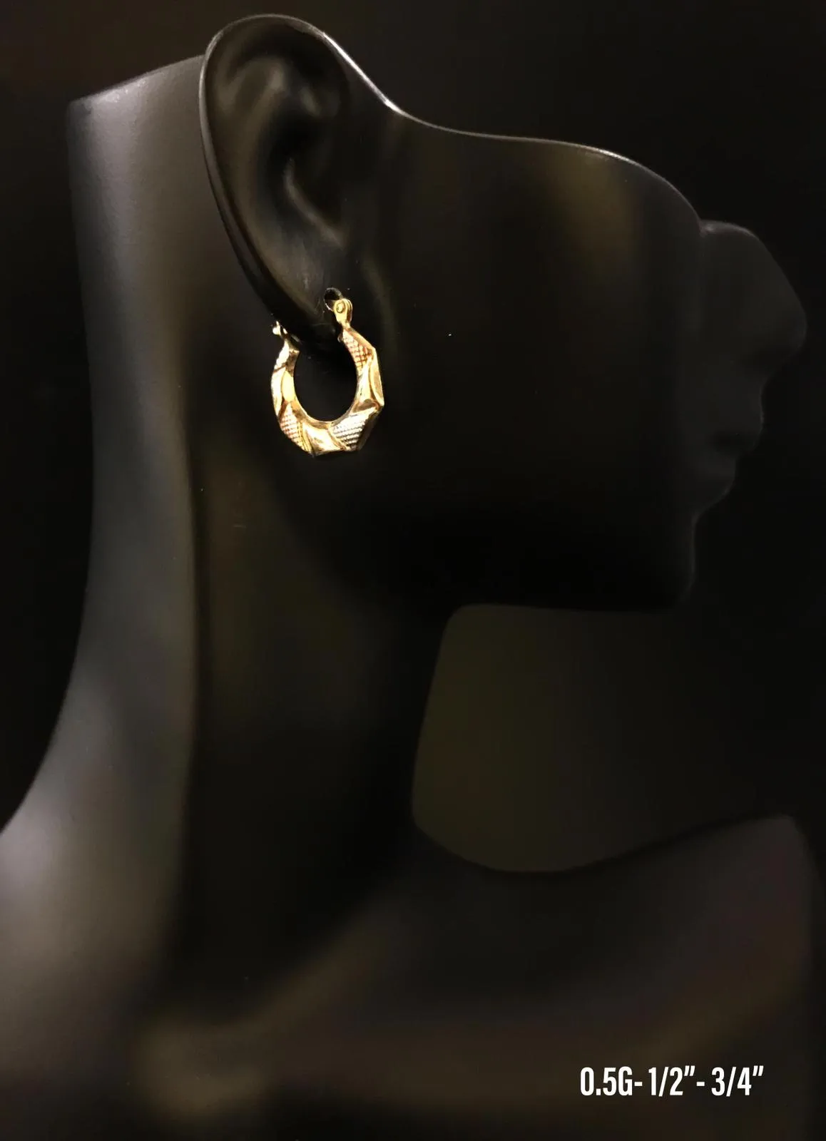 Small textured hoop earrings 10K solid gold