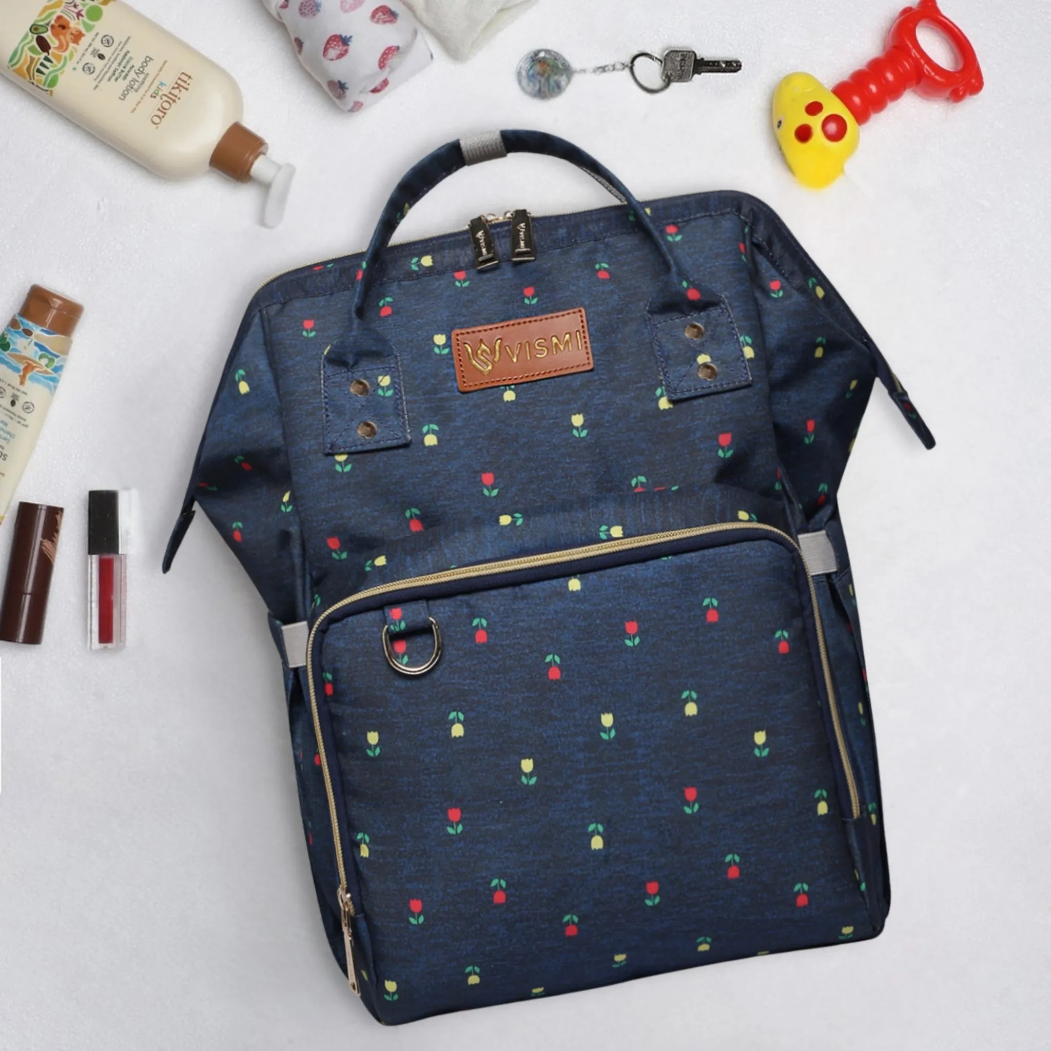Snappy Zappy Backpack Diaper Bag - Navy Blue