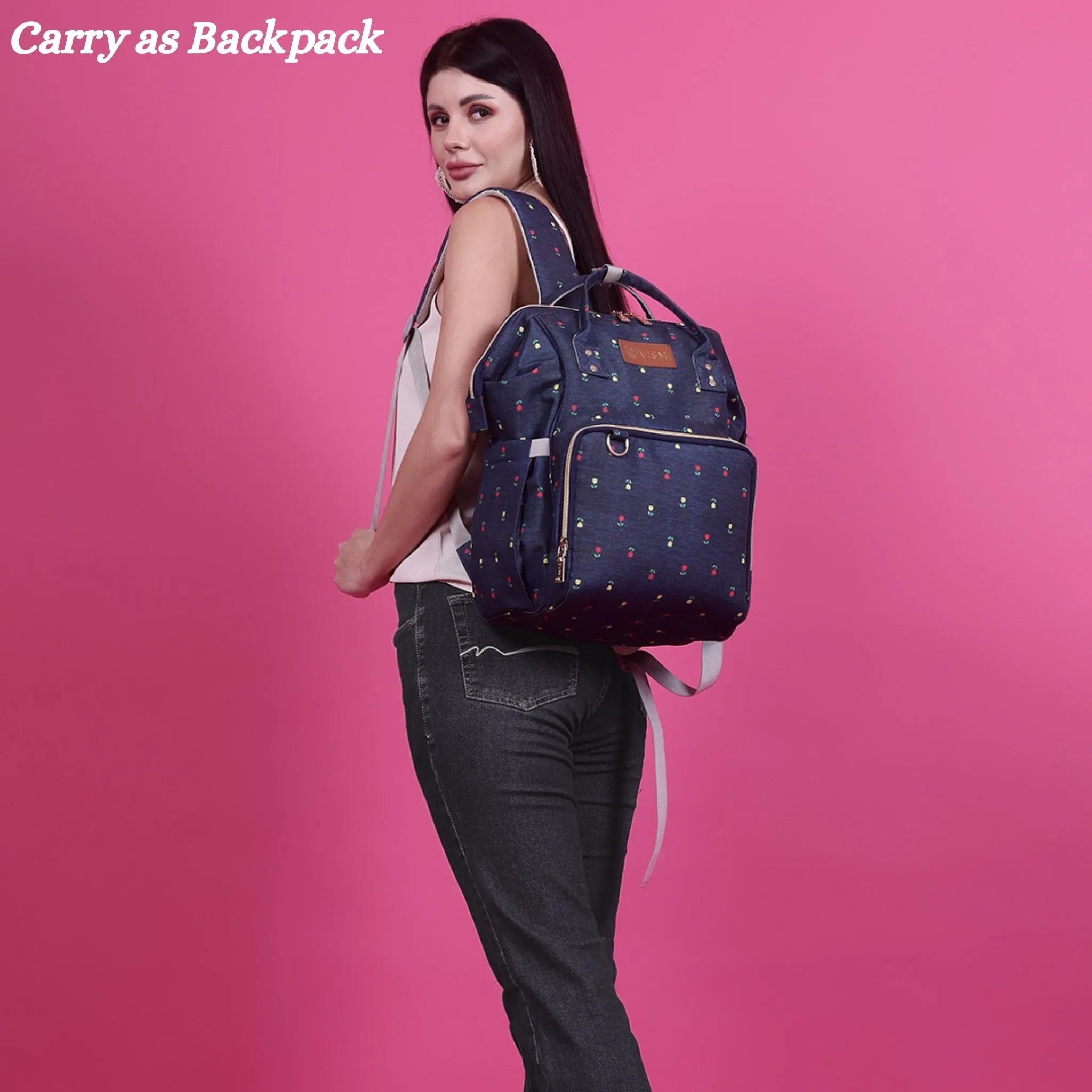 Snappy Zappy Backpack Diaper Bag - Navy Blue