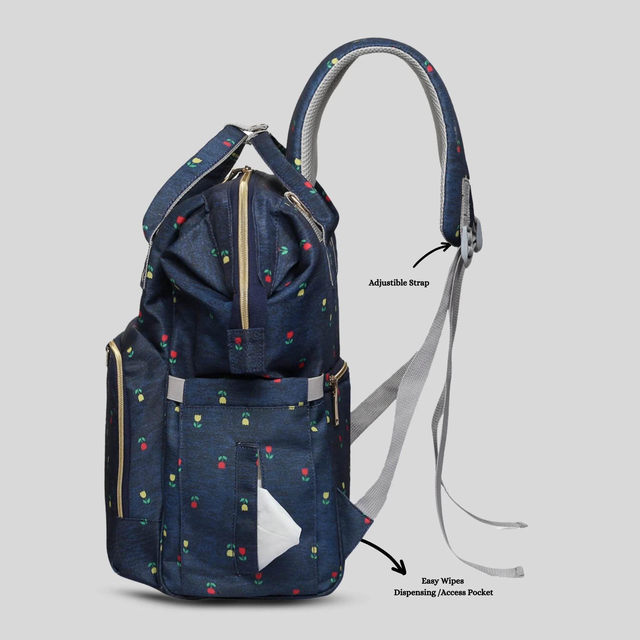 Snappy Zappy Backpack Diaper Bag - Navy Blue