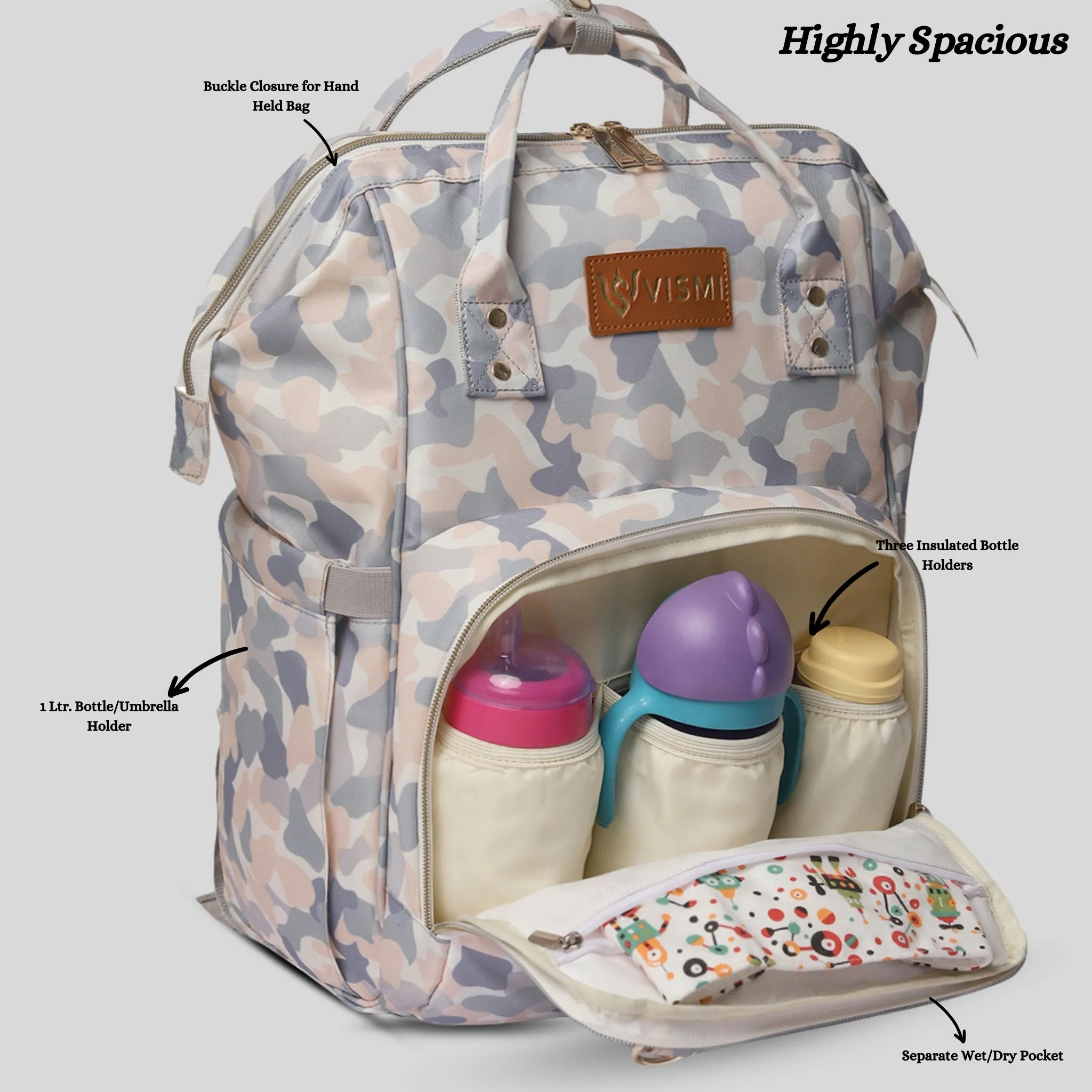Snappy Zappy Backpack Diaper Bag - White Camo