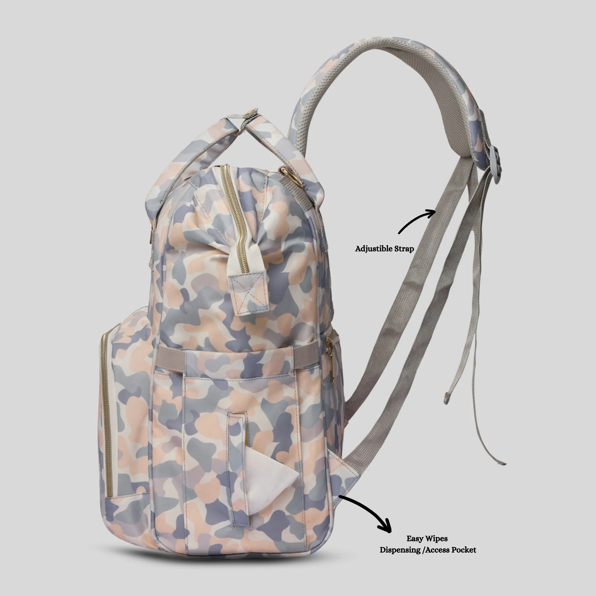 Snappy Zappy Backpack Diaper Bag - White Camo