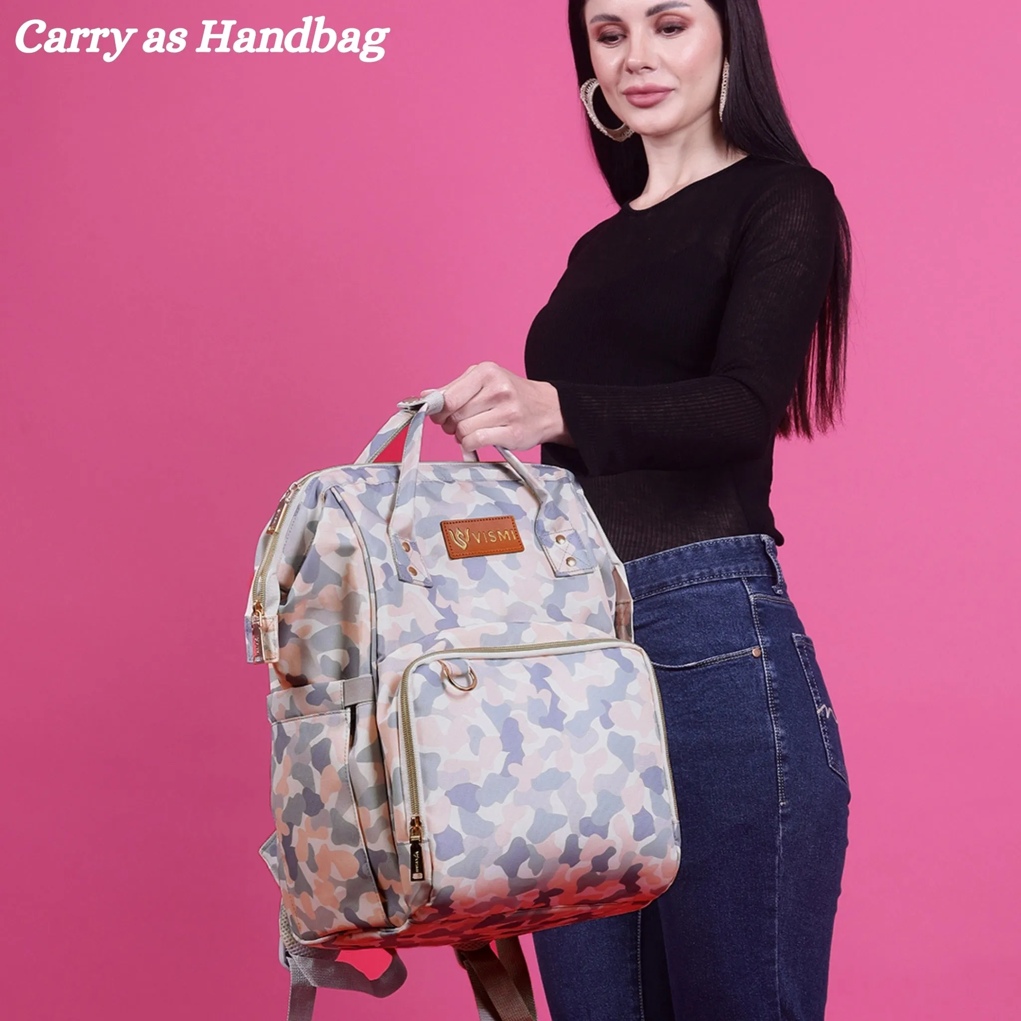 Snappy Zappy Backpack Diaper Bag - White Camo