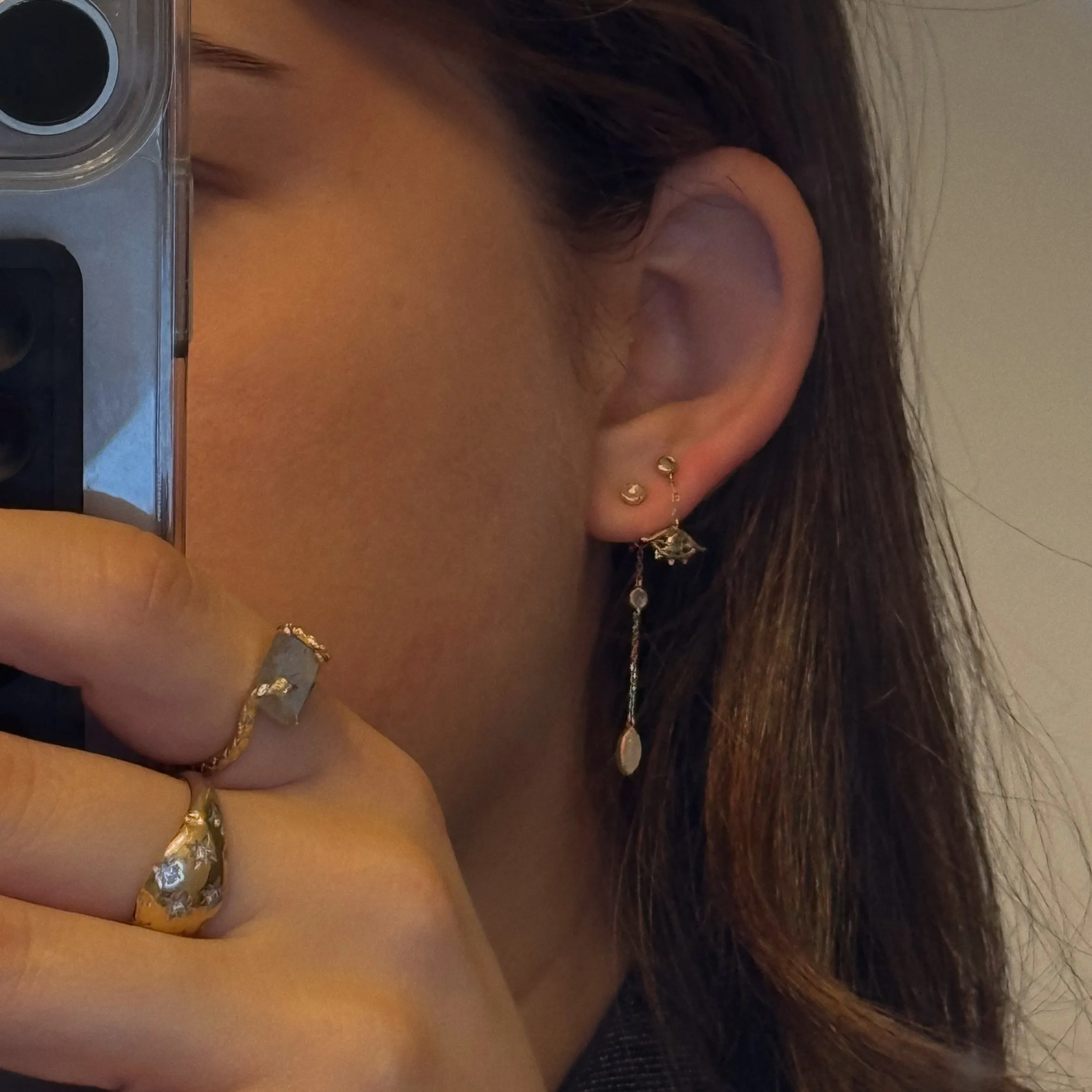Solid Gold Evil Eye Drop Studs