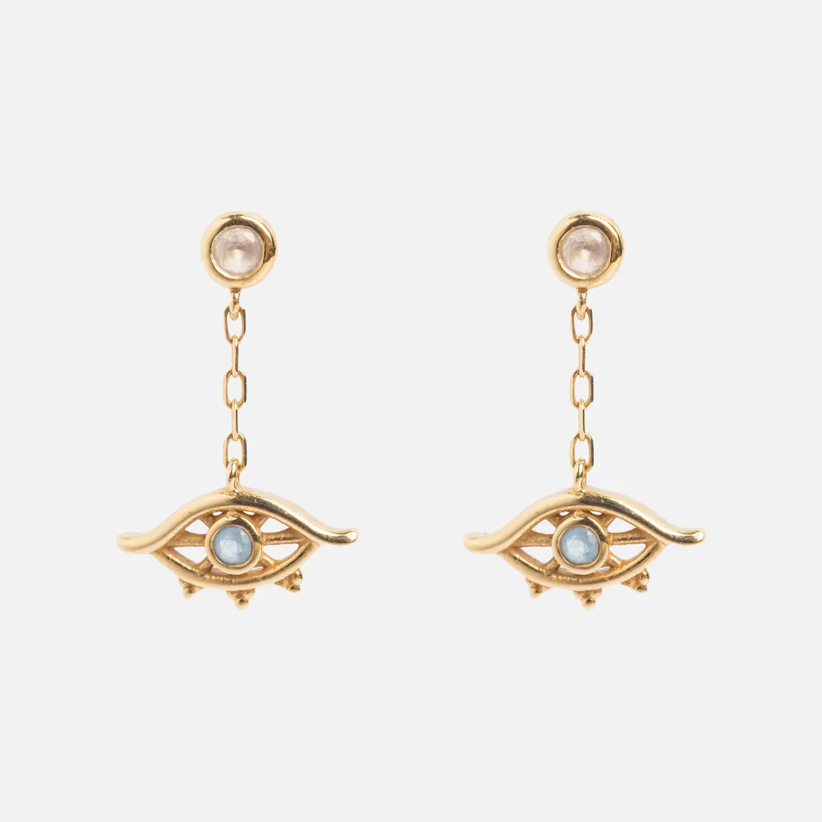 Solid Gold Evil Eye Drop Studs