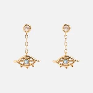 Solid Gold Evil Eye Drop Studs