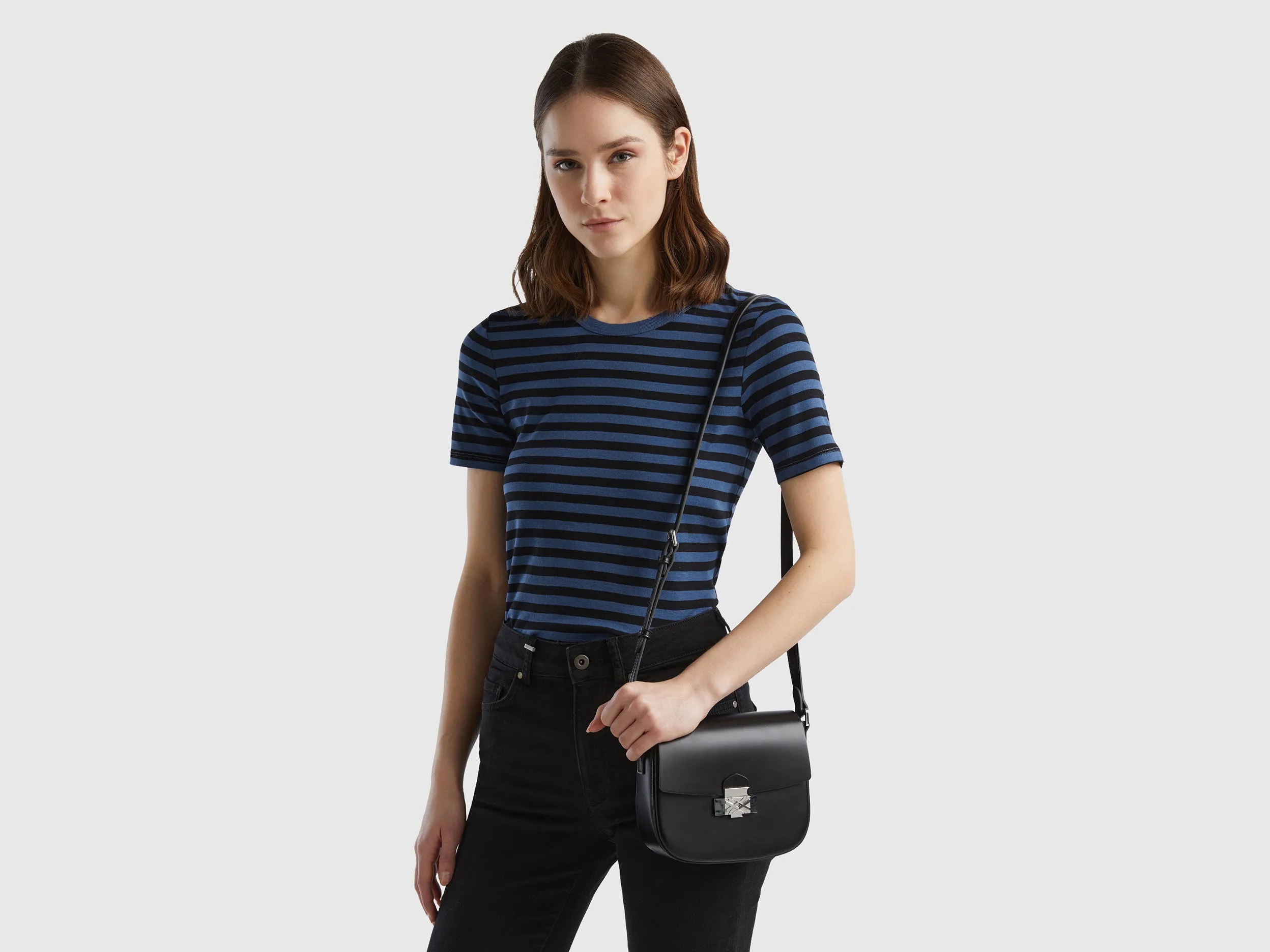 Solid Push Button Sling Bag