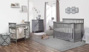 Sorelle Furniture Palisades 3-Piece Nursery Set with 4-in-1 Convertible Crib, 4-Drawer Dresser,and Changing Table with Hamper, Baby Furniture Made of Wood,Non-Toxic Finish, Nursery Furniture Set-Gray